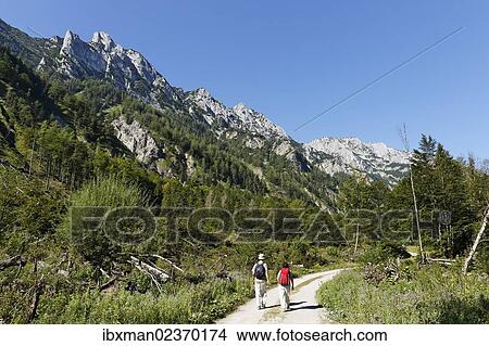 "Pair hiking in the Sengsen Mountains in Limestone Alps National Park, Pyhrn-Eisenwurzen region, Traunviertel district, Upper Austria, Austria, Europe" View Large Photo Image Picture - "Pair hiking in the Sengsen Mountains in Limestone Alps National Park, Pyhrn-Eisenwurzen region, Traunviertel district, Upper Austria, Austria, Europe". Fotosearch