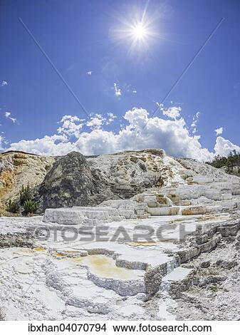"Palette Spring sinter terrace of the Lower Terrace, Mammoth Hot Springs, Yellowstone National Park, Wyoming, United States, North America" View Large Photo Image Picture - "Palette Spring sinter terrace of the Lower Terrace, Mammoth Hot Springs, Yellowstone National Park, Wyoming, United States, North America". Fotosearch