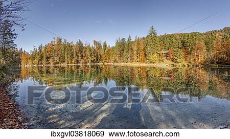 Stock Photo - "Panorama, autumn mood, Kleiner Odsee lake, Grunau im Almtal, Upper Austria, Austria, Europe". Fotosearch