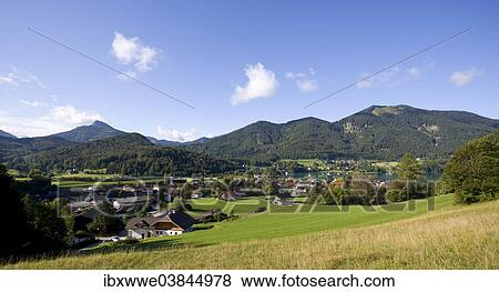 Stock Photo - "Panorama, Fuschl am See, Salzkammergut, Salzburg State, Austria, Europe". Fotosearch
