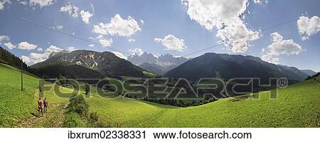 "Panoramic view above S. Magdalena on the Bergbauernweg trail, Villnoesstal valley, province of Bolzano-Bozen, Italy, Europe" View Large Photo Image Stock Image - "Panoramic view above S. Magdalena on the Bergbauernweg trail, Villnoesstal valley, province of Bolzano-Bozen, Italy, Europe". Fotosearch