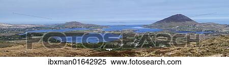 "Panoramic view from Diamond Hill over Letterfrack and Ballynakill Harbour, Connemara National Park, County Galway, Republic of Ireland, Europe" View Large Photo Image Stock Photography - "Panoramic view from Diamond Hill over Letterfrack and Ballynakill Harbour, Connemara National Park, County Galway, Republic of Ireland, Europe". Fotosearch