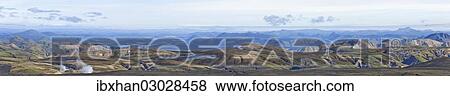 "Panoramic view from Mt Hrafntinnusker or """"Raven Mountain"""", Hrafntinnusker, Landmannalaugar, Iceland, Europe" View Large Photo Image Stock Photo - "Panoramic view from Mt Hrafntinnusker or """"Raven Mountain"""", Hrafntinnusker, Landmannalaugar, Iceland, Europe". Fotosearch