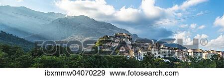 "Panoramic view of mountains and surroundings, townscape, Corte, Corsica, France, Europe" View Large Photo Image Stock Photo - "Panoramic view of mountains and surroundings, townscape, Corte, Corsica, France, Europe". Fotosearch