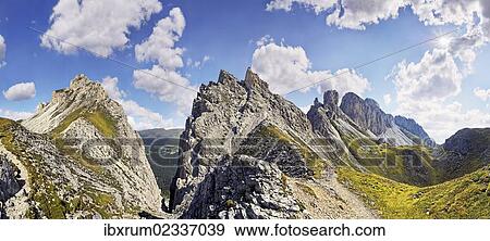 "Panoramic view of the Aferer Geisler mountains, Villnoesstal valley, province of Bolzano-Bozen, Italy, Europe" View Large Photo Image Stock Photo - "Panoramic view of the Aferer Geisler mountains, Villnoesstal valley, province of Bolzano-Bozen, Italy, Europe". Fotosearch