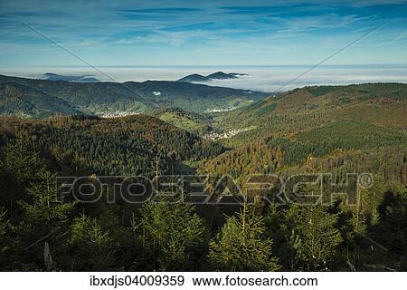 Stock Photo - "Panoramic view of the Murgtal valley, Black Forest, Baden-Wurttemberg, Germany, Europe". Fotosearch