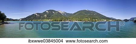 Picture - "Panoramic view, Schafberg mountain, lake Wolfgangsee, Abersee, St. Wolfgang, Salzkammergut, Salzburg State, Austria, Europe". Fotosearch