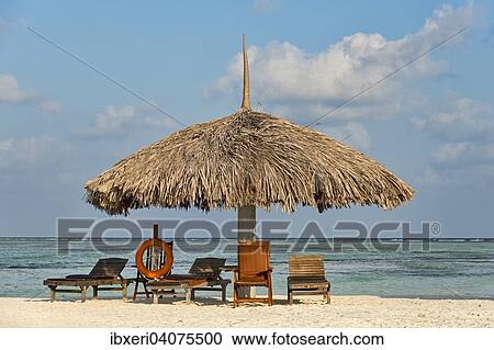 "Parasol, sunbeds and a lifebuoy on the beach, Paradise Island, Maldives, Asia" View Large Photo Image Stock Image - "Parasol, sunbeds and a lifebuoy on the beach, Paradise Island, Maldives, Asia". Fotosearch