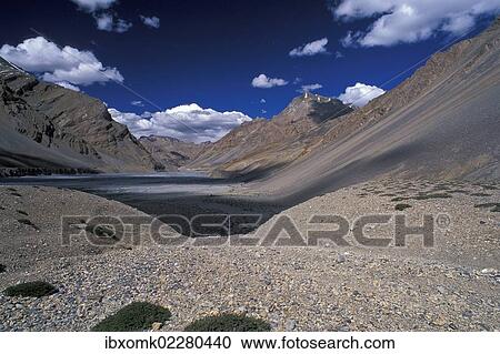 Stock Image - "Pare Valley or Paru Chhu Valley near Dutung, Kibber-Karzok-Trail, Himachal Pradesh, Indian Himalayas, North India, India, Asia". Fotosearch