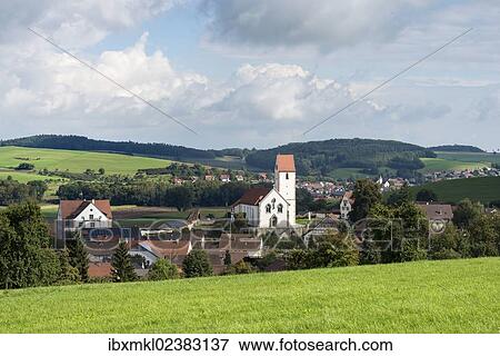 Stock Photo - "Parish Church of St. Mauritius in the Hegau village of Weiterdingen, Baden-Wuerttemberg, Germany, Europe". Fotosearch