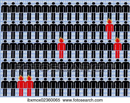 Stock Photography - "Particular men among many others, symbolic image for outsiders". Fotosearch