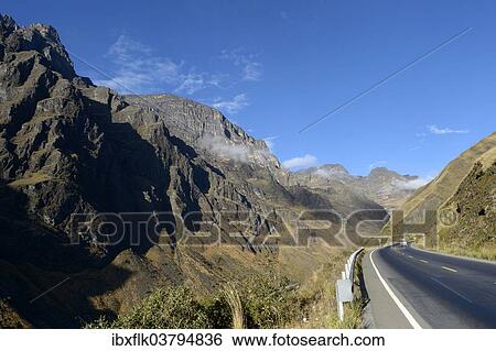 "Pass road in the High Andes, Yungas, Department of La Paz, Bolivia, South America" View Large Photo Image Stock Photograph - "Pass road in the High Andes, Yungas, Department of La Paz, Bolivia, South America". Fotosearch