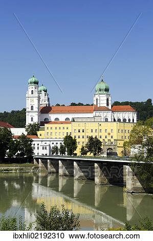 "Passau, St. Stephan's Cathedral, Marienbruecke or Mary's Bridge crossing the Inn River, Lower Bavaria, Bavaria, Germany, Europe, PublicGround, Europe" View Large Photo Image Stock Image - "Passau, St. Stephan's Cathedral, Marienbruecke or Mary's Bridge crossing the Inn River, Lower Bavaria, Bavaria, Germany, Europe, PublicGround, Europe". Fotosearch