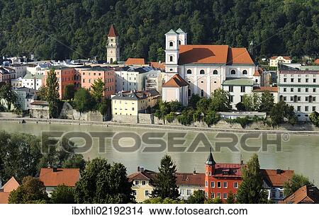 "Passau, view over the Inn River with St. Michael's Church, Lower Bavaria, Bavaria, Germany, Europe, PublicGround, Europe" View Large Photo Image Picture - "Passau, view over the Inn River with St. Michael's Church, Lower Bavaria, Bavaria, Germany, Europe, PublicGround, Europe". Fotosearch