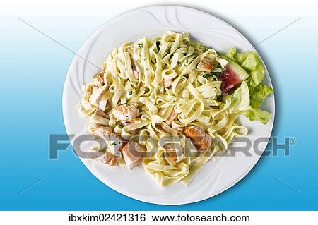"Pasta, tagliatelle with salmon" View Large Photo Image Stock Photograph - "Pasta, tagliatelle with salmon". Fotosearch