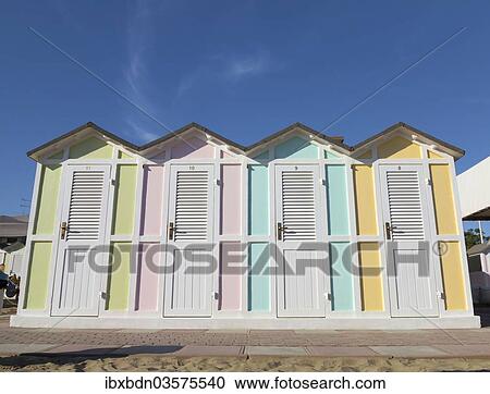 "Pastel coloured beach cabins, Riccione, Emilia-Romagna region, Italy, Europe" View Large Photo Image Stock Image - "Pastel coloured beach cabins, Riccione, Emilia-Romagna region, Italy, Europe". Fotosearch