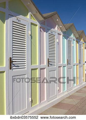 "Pastel coloured beach cabins, Riccione, Emilia-Romagna region, Italy, Europe" View Large Photo Image Stock Image - "Pastel coloured beach cabins, Riccione, Emilia-Romagna region, Italy, Europe". Fotosearch