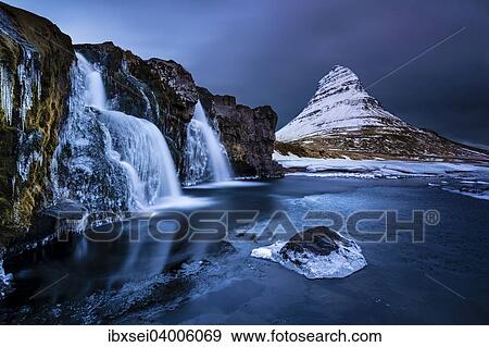 "Peak of Kirkjufell with waterfall, Kirkjufell, Snaefellsnes peninsula, Iceland, Europe" View Large Photo Image Stock Photo - "Peak of Kirkjufell with waterfall, Kirkjufell, Snaefellsnes peninsula, Iceland, Europe". Fotosearch