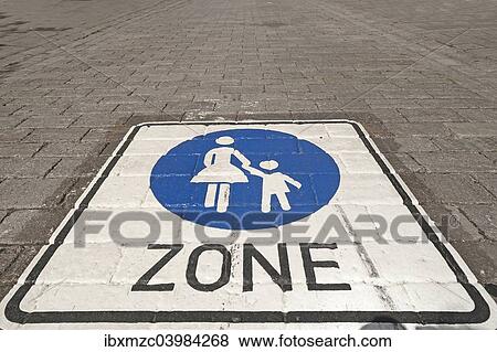 "Pedestrian zone"""" traffic sign, road markings, Germany, Europe" View Large Photo Image Stock Photo - "Pedestrian zone"""" traffic sign, road markings, Germany, Europe". Fotosearch