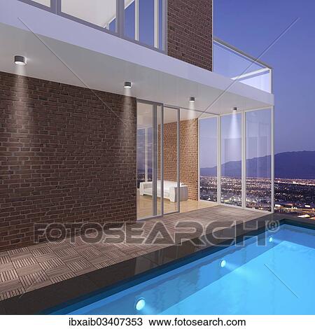 "Penthouse with a pool, 3D illustration" View Large Photo Image Stock Image - "Penthouse with a pool, 3D illustration". Fotosearch