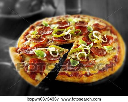 Pepperoni and cheese pizza View Large Photo Image Stock Photo - Pepperoni and cheese pizza. Fotosearch