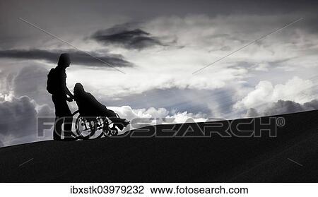 "Person pushing a wheelchair, care for the elderly" View Large Photo Image Stock Image - "Person pushing a wheelchair, care for the elderly". Fotosearch