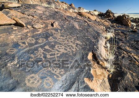 Picture - "Petroglyphs, rock engravings of the Bushmen or San, near Kenhardt, Northern Cape, South Africa, Africa". Fotosearch