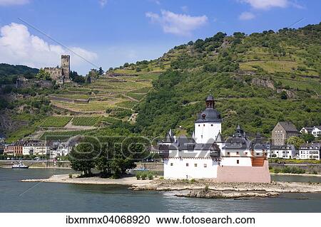 "Pfalzgrafenstein Castle, former toll castle, behind Kaub and Gutenfels Castle, UNESCO World Heritage Upper Middle Rhine Valley, near St. Goarshausen, Rhineland-Palatinate, Germany, Europe" View Large Photo Image Stock Image - "Pfalzgrafenstein Castle, former toll castle, behind Kaub and Gutenfels Castle, UNESCO World Heritage Upper Middle Rhine Valley, near St. Goarshausen, Rhineland-Palatinate, Germany, Europe". Fotosearch