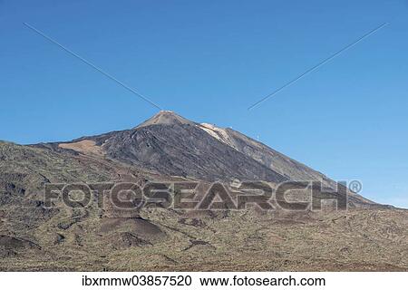 Stock Image - "Pico del Teide or Mount Teide, volcanic landscape, Llano de Uruanca plateau, Parque Nacional de las Canadas del Teide, Teide National Park, UNESCO World Natural Heritage Site, Tenerife, Canary Islands, Spain, Europe". Fotosearch