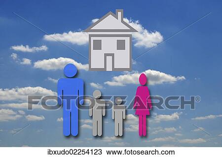 "Pictogramme, family, own home, symbolic images, dream of owning your house" View Large Photo Image Stock Image - "Pictogramme, family, own home, symbolic images, dream of owning your house". Fotosearch