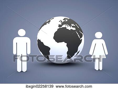 "Pictograms of a man and a woman beside a globe, symbolic image for the sexes, 3D illustration" View Large Photo Image Stock Photo - "Pictograms of a man and a woman beside a globe, symbolic image for the sexes, 3D illustration". Fotosearch