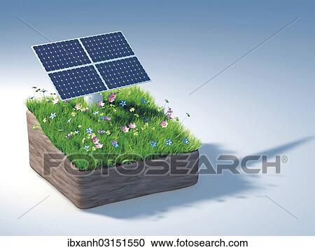 "Piece of land with a solar panel and a flowering meadow, illustration" View Large Photo Image Stock Image - "Piece of land with a solar panel and a flowering meadow, illustration". Fotosearch