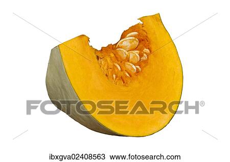 Stock Image - "Piece of squash, Blue Hungarian or Bleu d'Hongrie variety". Fotosearch
