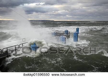 "Pier of Sellin during a storm tide, Mecklenburg-Western Pomerania, Germany, Europe" View Large Photo Image Stock Image - "Pier of Sellin during a storm tide, Mecklenburg-Western Pomerania, Germany, Europe". Fotosearch
