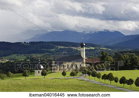 "Pilgrimage church of St. Marinus and Anian in Wilparting, Irschenberg, Wilparting, Irschenberg, behind Mangfall mountains, Oberland, Upper Bavaria, Bavaria, Germany, Europe" View Large Photo Image Stock Photography - "Pilgrimage church of St. Marinus and Anian in Wilparting, Irschenberg, Wilparting, Irschenberg, behind Mangfall mountains, Oberland, Upper Bavaria, Bavaria, Germany, Europe". Fotosearch