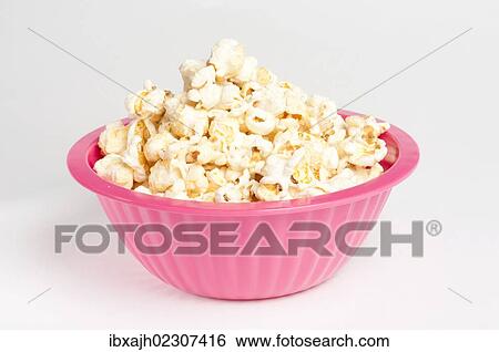 Pink bowl of popcorn View Large Photo Image Stock Photograph - Pink bowl of popcorn. Fotosearch