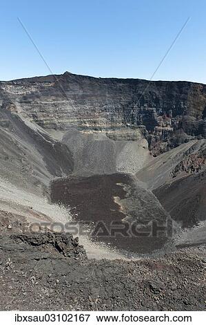 Stock Photo - "Piton de la Fournaise volcano, Cratere Dolomieu crater, Piton de la Fournaise, La Reunion, Reunion, France, Africa". Fotosearch