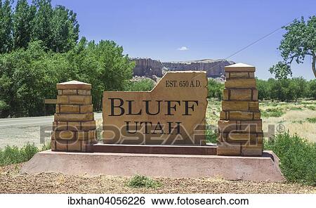 "Place-name sign, Bluff, Utah, United States, North America" View Large Photo Image Stock Photograph - "Place-name sign, Bluff, Utah, United States, North America". Fotosearch