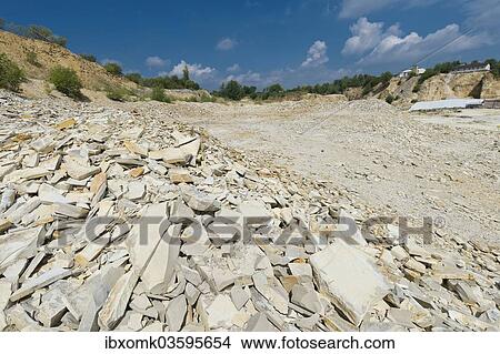 "Plattenkalk limestone with inclusions, quarry area of Untere Haardt, Altmuhltal, Solnhofen, Middle Franconia, Bavaria, Germany, Europe" View Large Photo Image Picture - "Plattenkalk limestone with inclusions, quarry area of Untere Haardt, Altmuhltal, Solnhofen, Middle Franconia, Bavaria, Germany, Europe". Fotosearch
