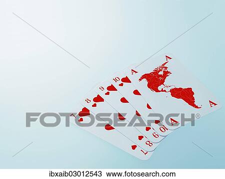 Playing cards with a map of North America and South America View Large Photo Image Stock Image - Playing cards with a map of North America and South America. Fotosearch