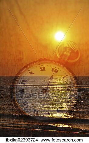 "Pocket watch, sunset" View Large Photo Image Picture - "Pocket watch, sunset". Fotosearch