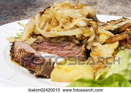 Point steak with onions View Large Photo Image Stock Image - Point steak with onions. Fotosearch