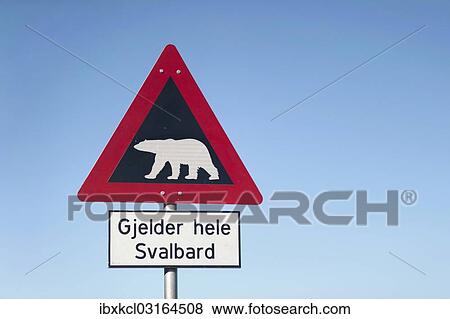 "Polar bear warning sign, Longyearbyen, Spitsbergen Island, Svalbard Archipelago, Svalbard and Jan Mayen, Norway, Europe" View Large Photo Image Stock Photo - "Polar bear warning sign, Longyearbyen, Spitsbergen Island, Svalbard Archipelago, Svalbard and Jan Mayen, Norway, Europe". Fotosearch