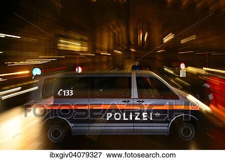 Stock Photo - "Police car in action, demonstration against PEGIDA at the Opernring, Innere Stadt, Vienna, Austria, Europe". Fotosearch