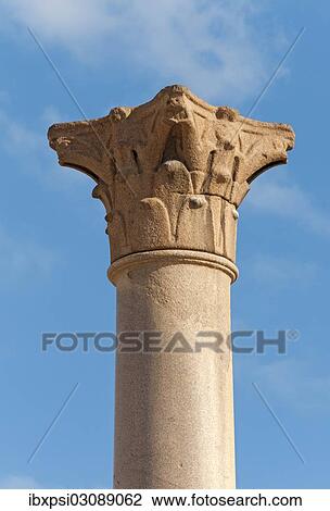 Stock Image - "Pompey's Pillar, Roman triumphal column, Alexandria, Egypt, Africa". Fotosearch