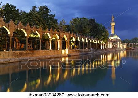 "Pond of Abraham with Rizvaniye Mosque, Balikligol pond and Rizvaniye Camii, Sanliurfa, Urfa, Sanliurfa, Southeastern Anatolia Region, Anatolia, Turkey, Asia" View Large Photo Image Stock Photo - "Pond of Abraham with Rizvaniye Mosque, Balikligol pond and Rizvaniye Camii, Sanliurfa, Urfa, Sanliurfa, Southeastern Anatolia Region, Anatolia, Turkey, Asia". Fotosearch