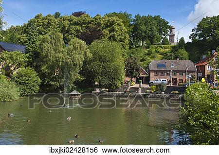 "Pond with Vogelsberg hill and the Bismarck Tower, Luetjenburg, Schleswig-Holstein, Germany, Europe" View Large Photo Image Stock Photograph - "Pond with Vogelsberg hill and the Bismarck Tower, Luetjenburg, Schleswig-Holstein, Germany, Europe". Fotosearch
