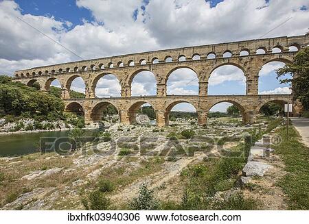 "Pont du Gard, Roman aqueduct, Vers-Pont-du-Gard, Languedoc-Roussillon, France, Europe" View Large Photo Image Stock Photograph - "Pont du Gard, Roman aqueduct, Vers-Pont-du-Gard, Languedoc-Roussillon, France, Europe". Fotosearch
