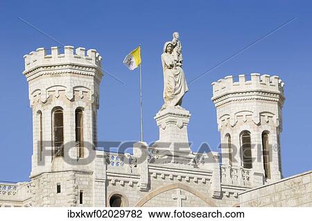 "Pontifical Institute Notre Dame of Jerusalem with a Virgin Mary statue, a copy of the Parisian Our Lady of Salvation, near the Christian Quarter in the Old City, Jerusalem, Israel, Middle East, Asia" View Large Photo Image Stock Image - "Pontifical Institute Notre Dame of Jerusalem with a Virgin Mary statue, a copy of the Parisian Our Lady of Salvation, near the Christian Quarter in the Old City, Jerusalem, Israel, Middle East, Asia". Fotosearch