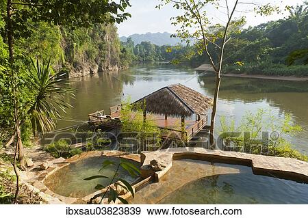 "Pools and a floating hut on the River Kwai, Khwae Noi River, Hin Tok, Kanchanaburi Province, Central Thailand, Thailand, Asia" View Large Photo Image Stock Photo - "Pools and a floating hut on the River Kwai, Khwae Noi River, Hin Tok, Kanchanaburi Province, Central Thailand, Thailand, Asia". Fotosearch